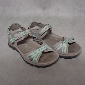 KEEN Terradora II Open Toe Hiking Sandals Women's 8 Gray Green Buckle Strap